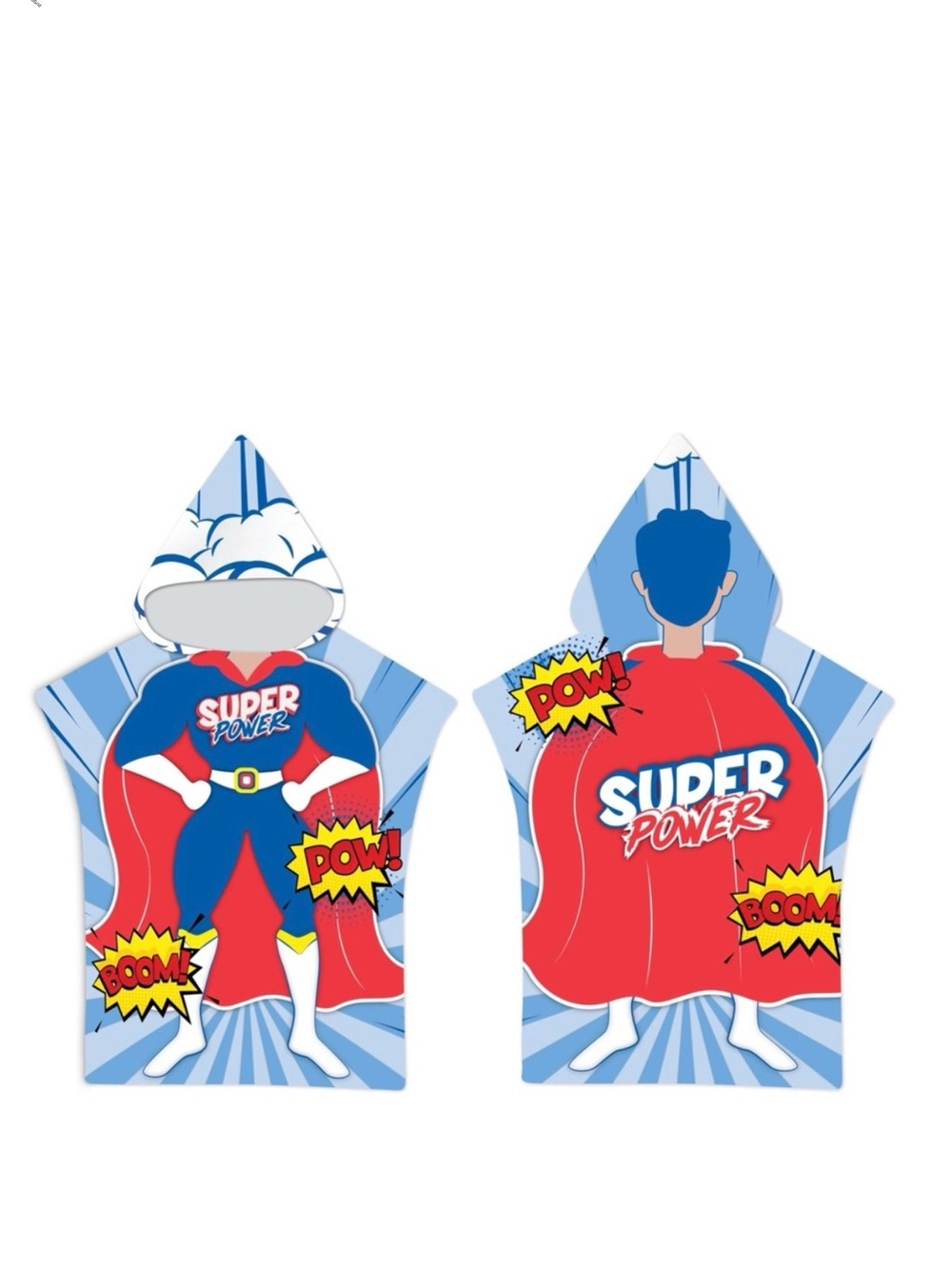 UV Sensing Kids Micro-Fiber Super Power‎ Poncho Hooded Beach Towel Cover Up OS